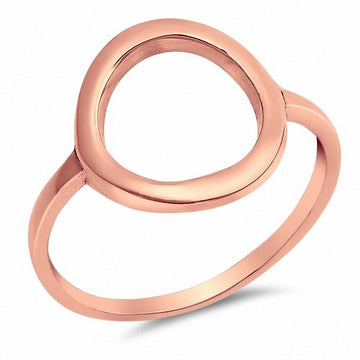 Circle O Simple Plain Open Ring Band Rose Tone 925 Sterling Silver